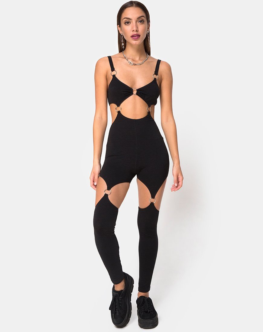 Bild von Jaca Cutout Unitard in Schwarz