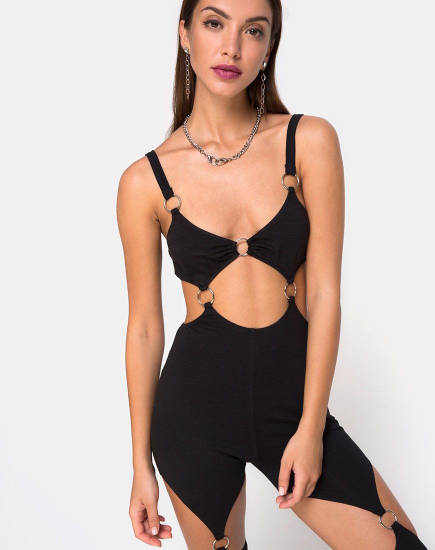 Bild von Jaca Cutout Unitard in Schwarz