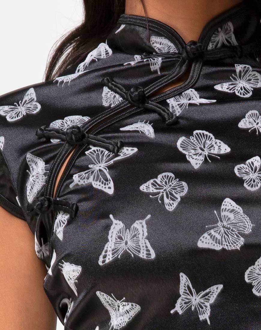 Image of Jakina Crop Top in Schwarz Schmetterlingsflock