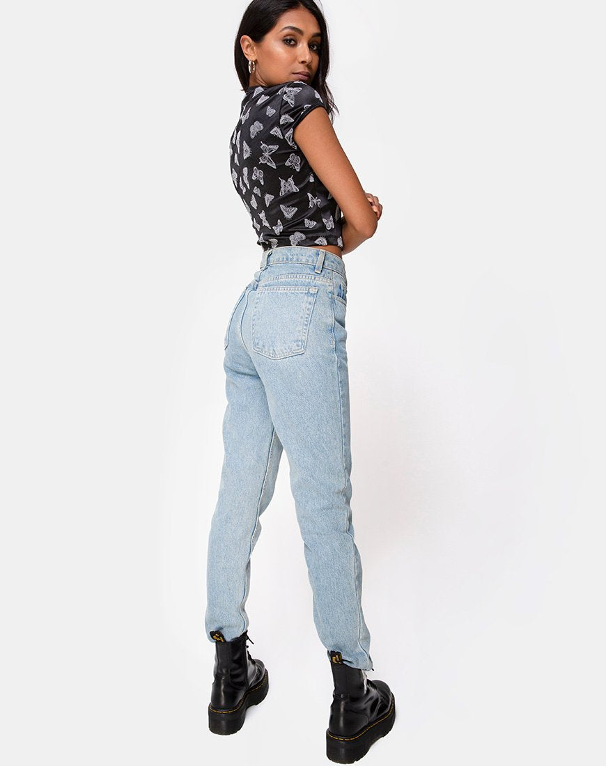 Image of Jakina Crop Top in Schwarz Schmetterlingsflock