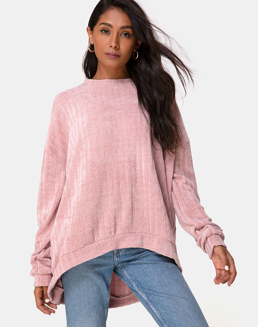 Jama-Pullover in Rosa gestrickt