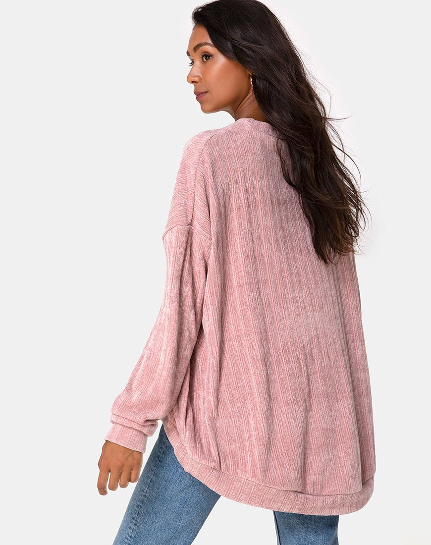 Jama-Pullover in Rosa gestrickt