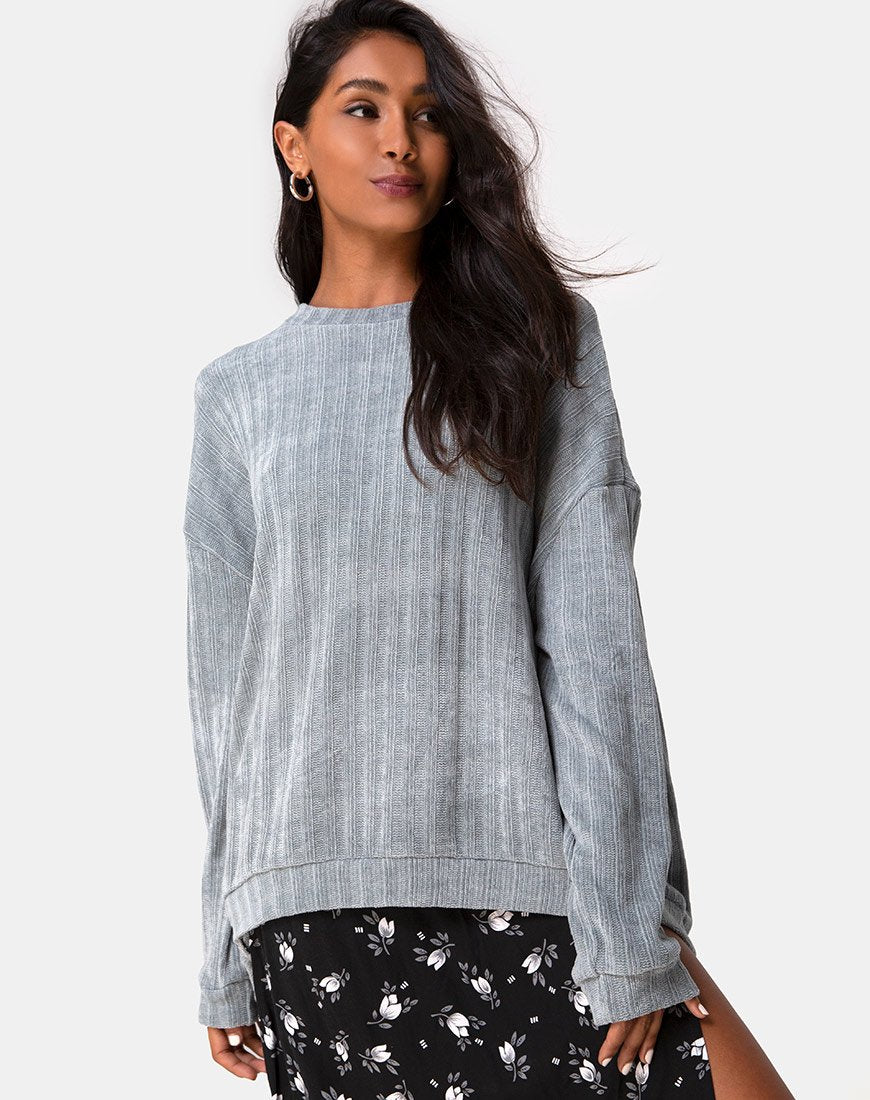 Jama-Pullover in Silber gestrickt