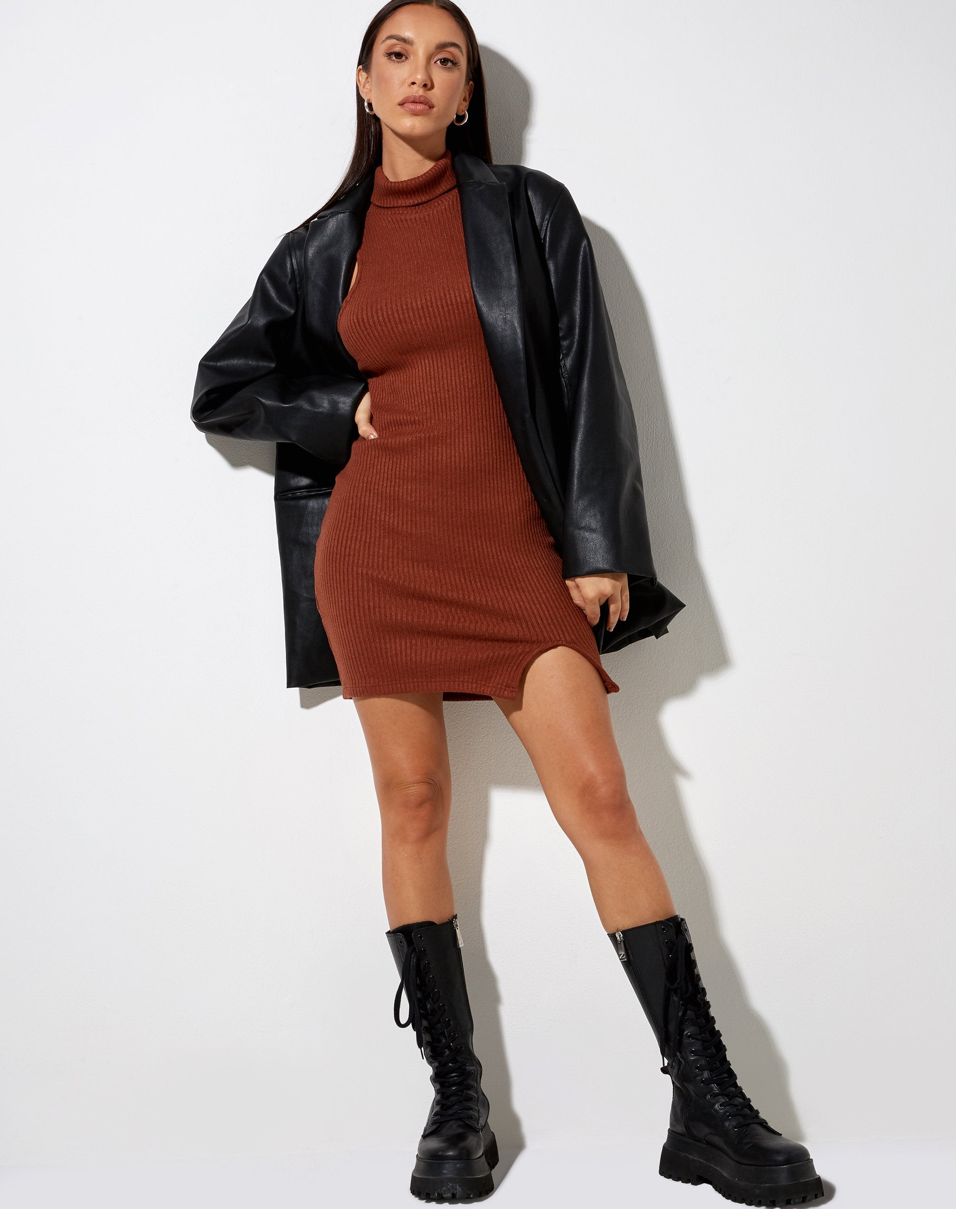 Bild von Jamaika Minikleid in Rippe Schokolade