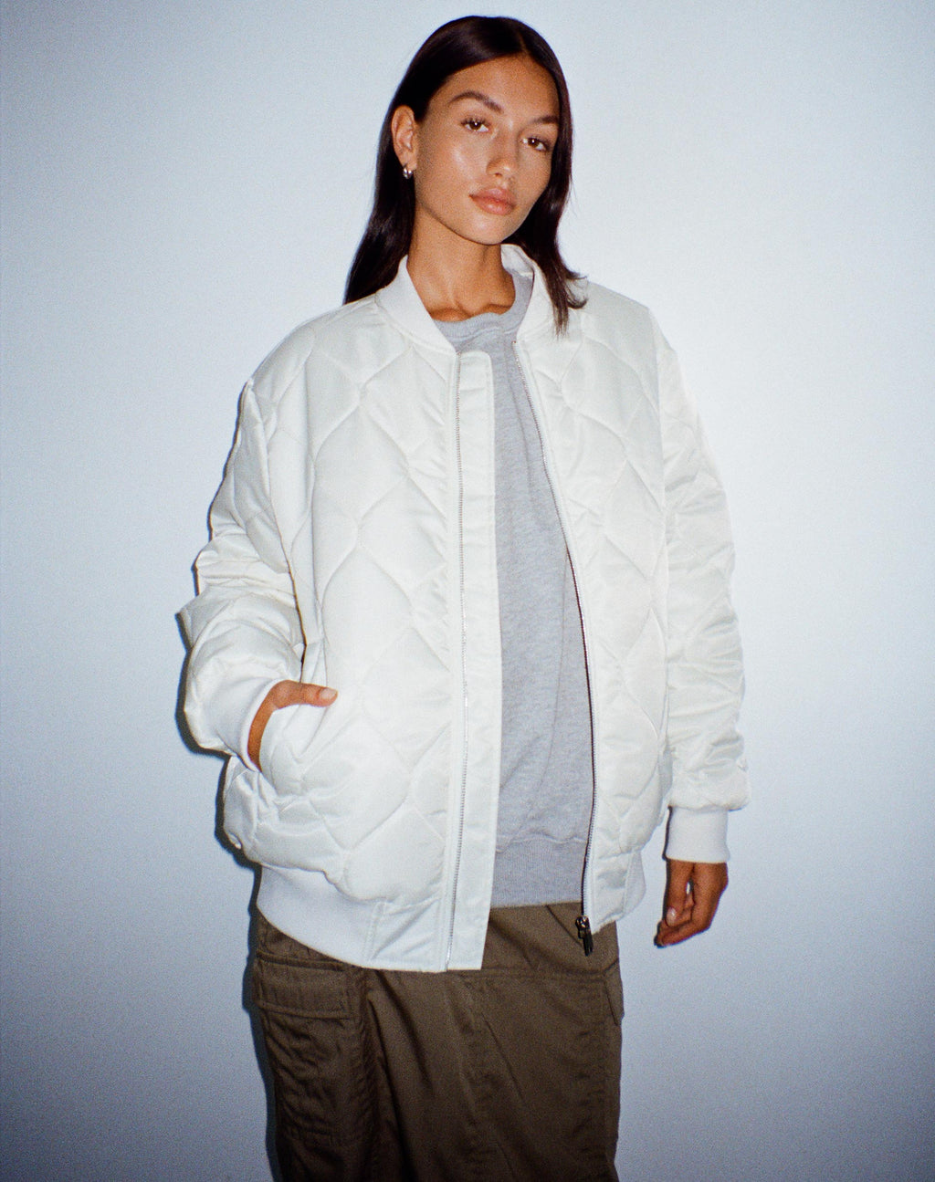 Jandi Jacke in Ecru gesteppt