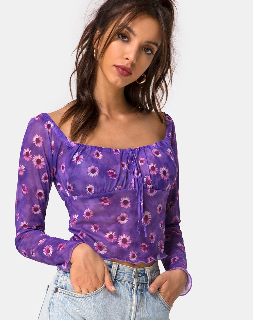 Janina Top in Daisy Daze Lila