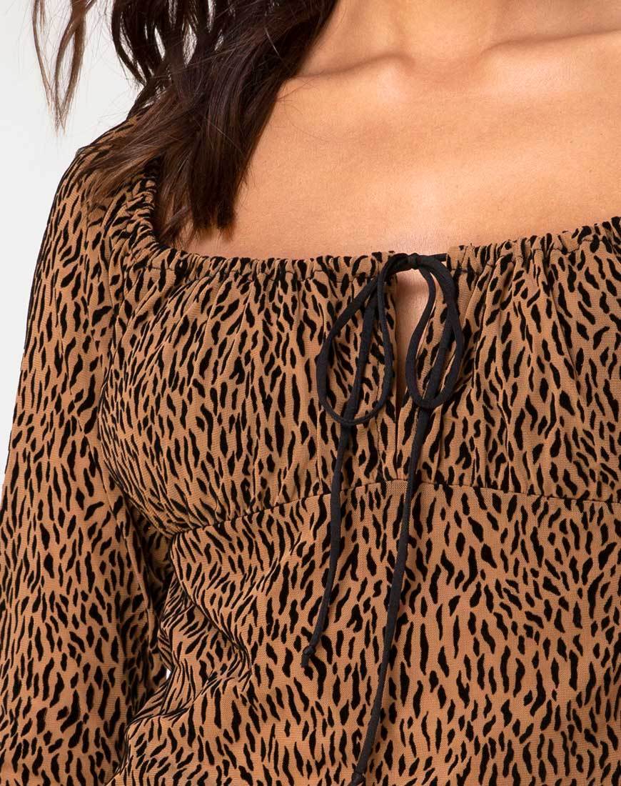 Image of Janina Top in Animal Flock Tan Net