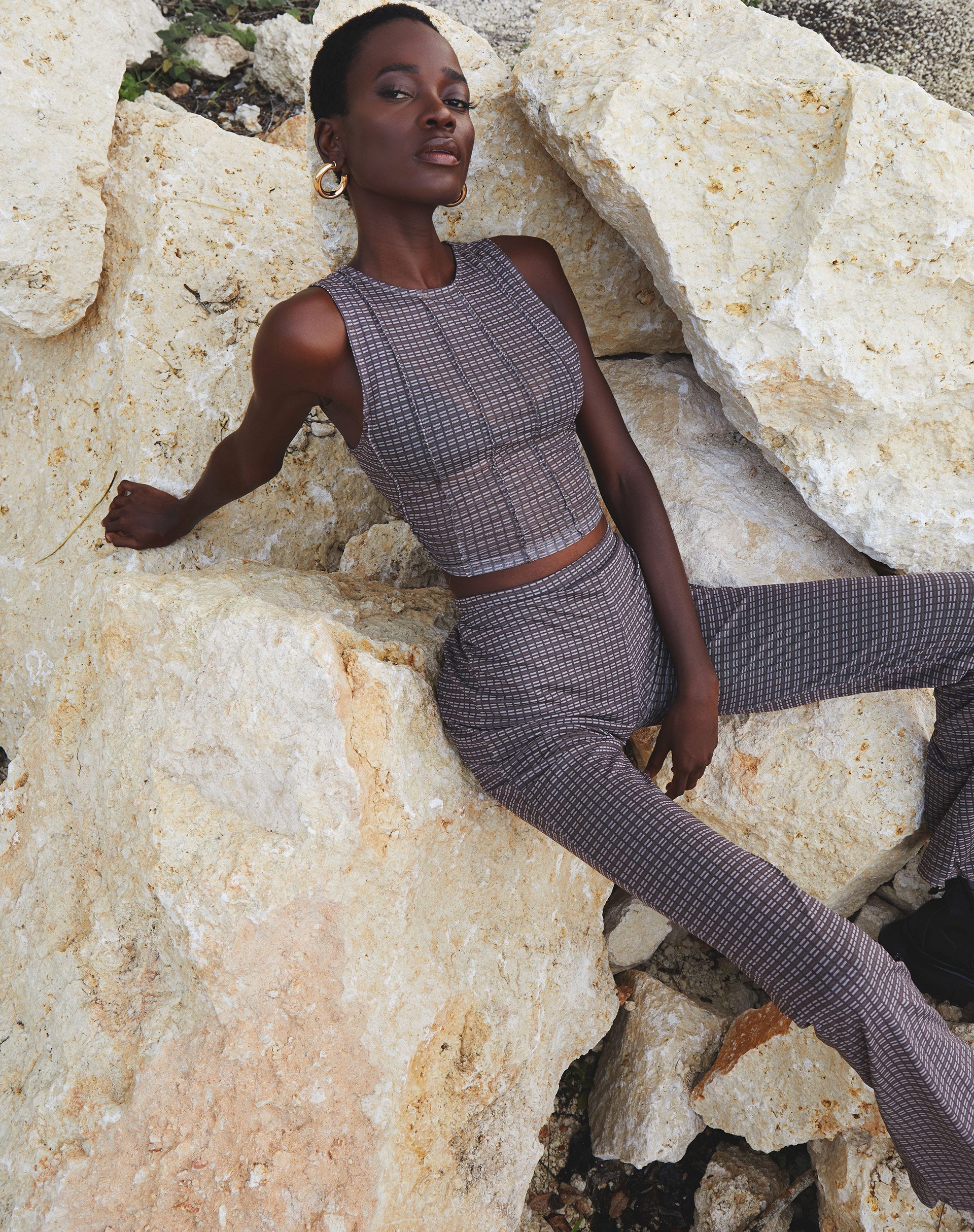 Bild von Barika Top in Mini Check Schokolade