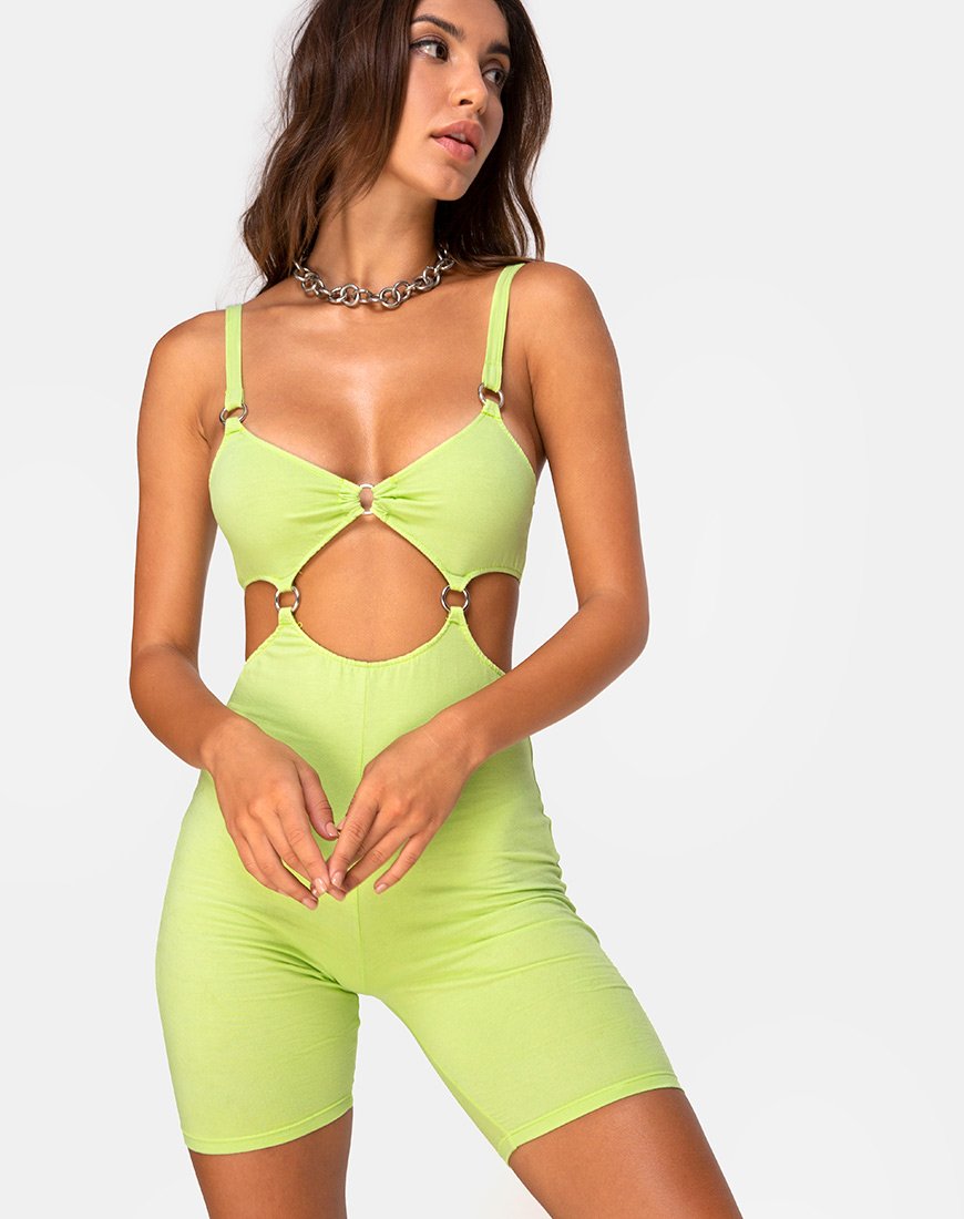 Jaso Ausschnitt Unitard in Limette