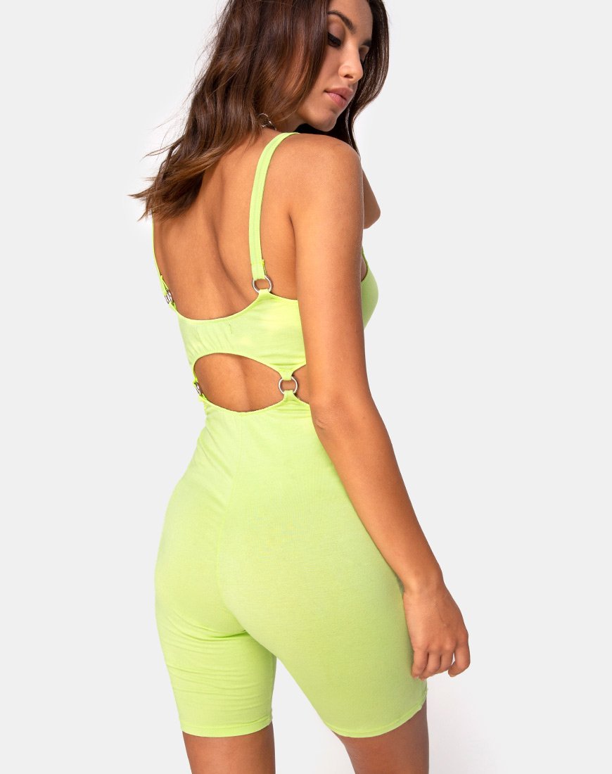 Jaso Ausschnitt Unitard in Limette
