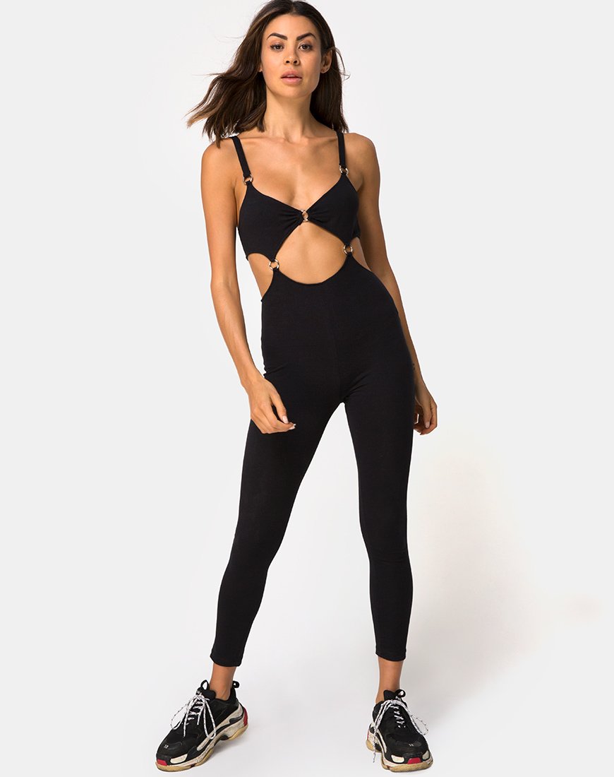 Jasola Cutout Unitard in Schwarz