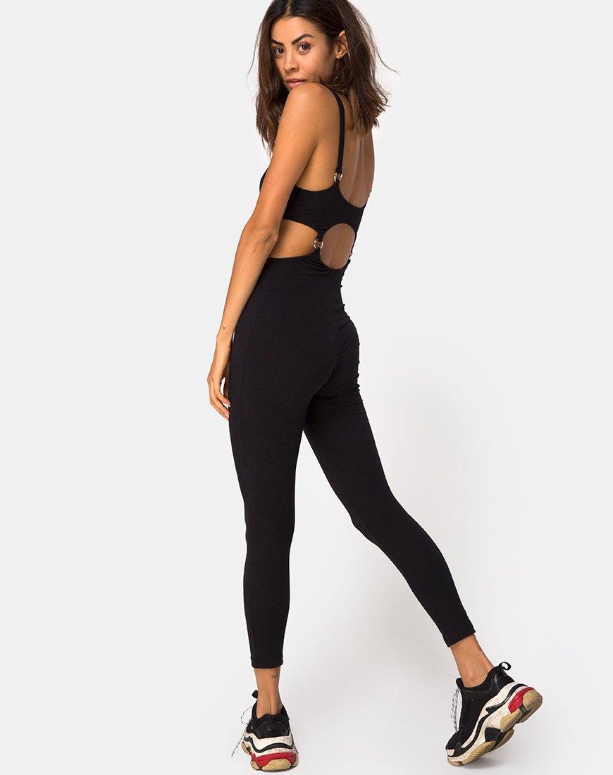 Jasola Cutout Unitard in Schwarz