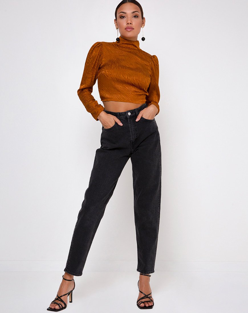 Bild von Jasty Crop Top aus Satin Zebra Golden Coral