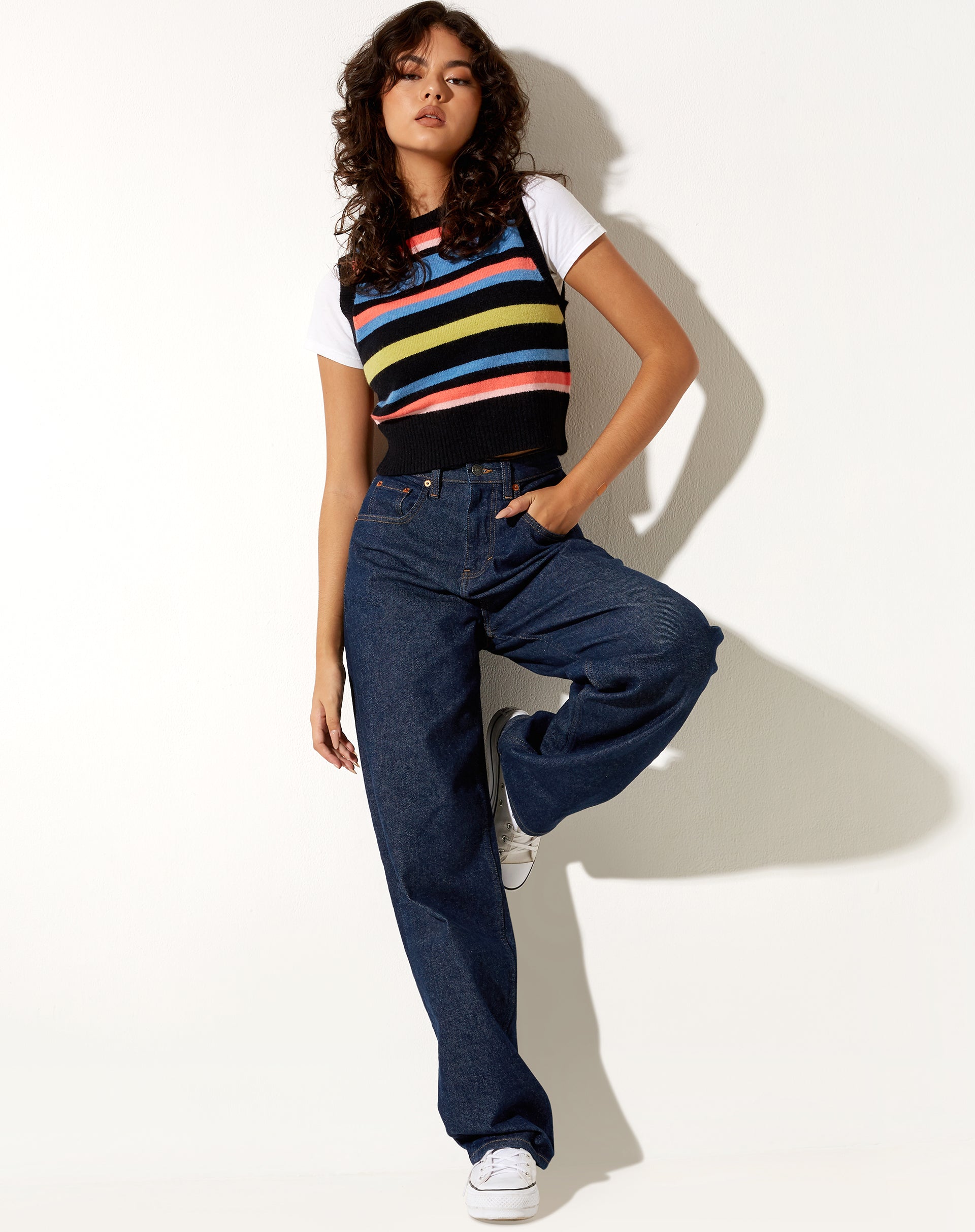 Bild von Jaya Vest in Multi Stripe Blau Schwarz