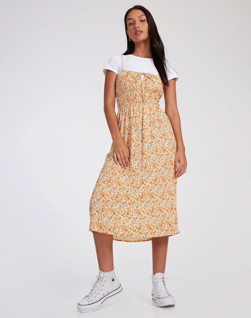 Jayko Midikleid in Ditsy Tangerine