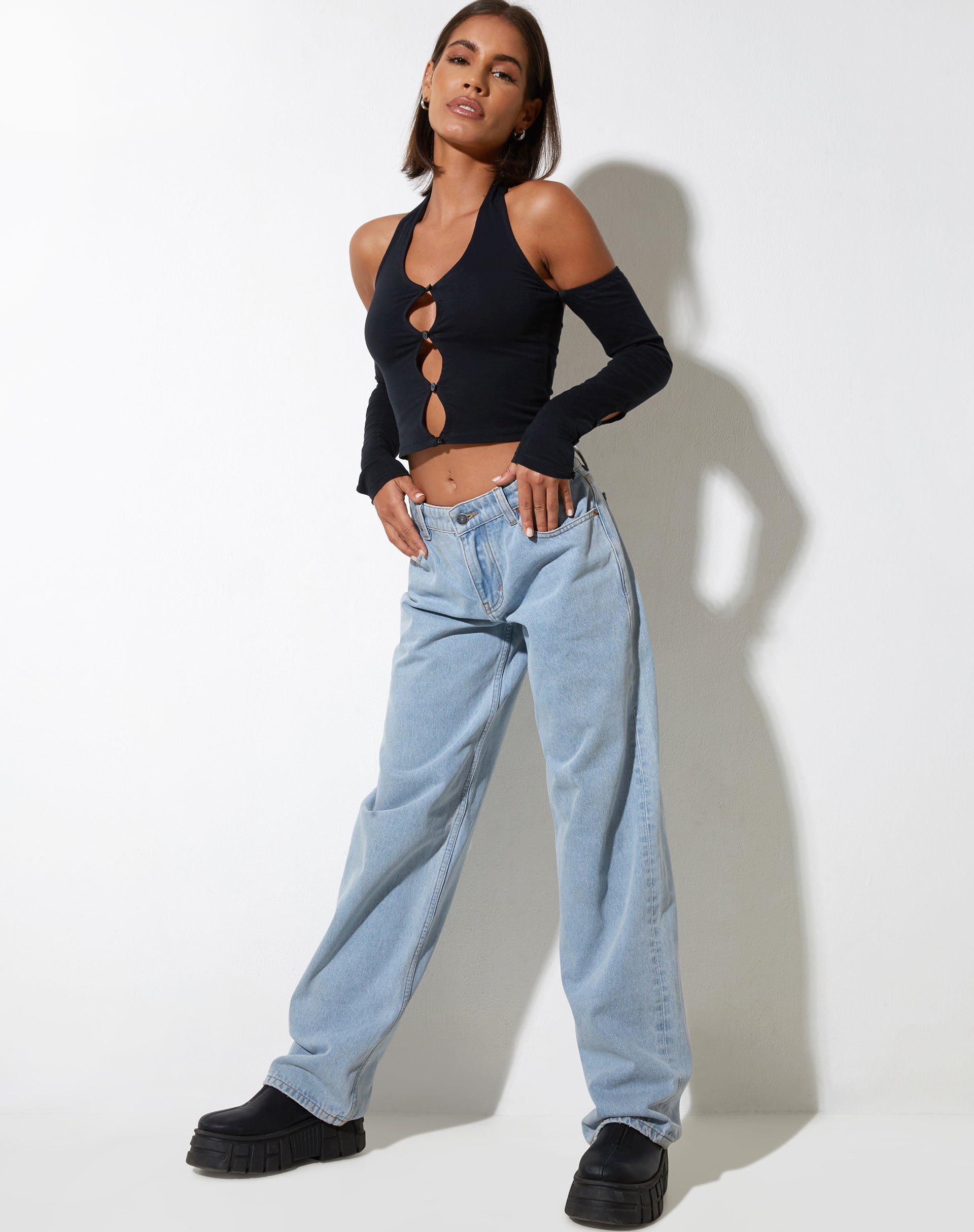 Bild von Jayne Crop Top aus Lycra Schwarz