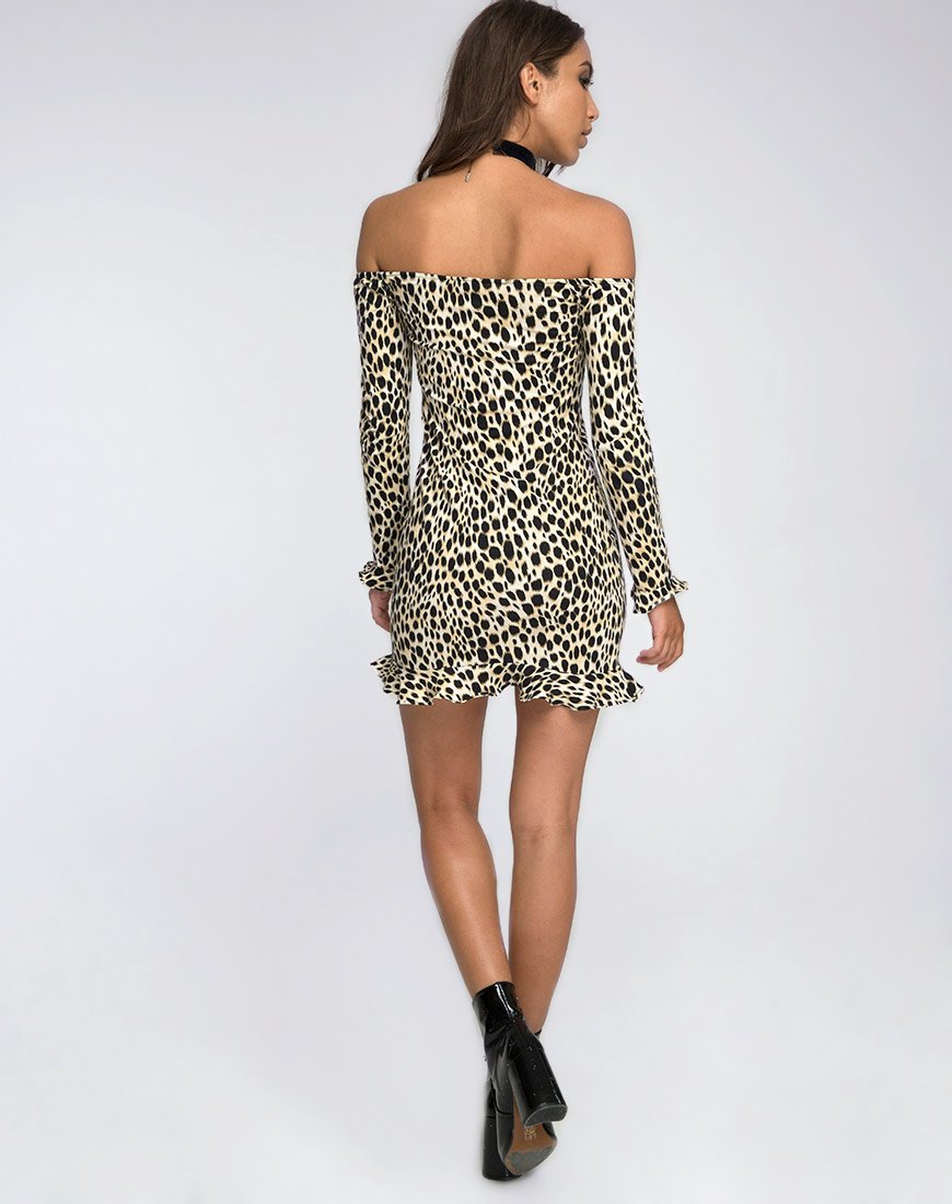 Image of Jazzie Schulterfreies Kleid in Cheetah