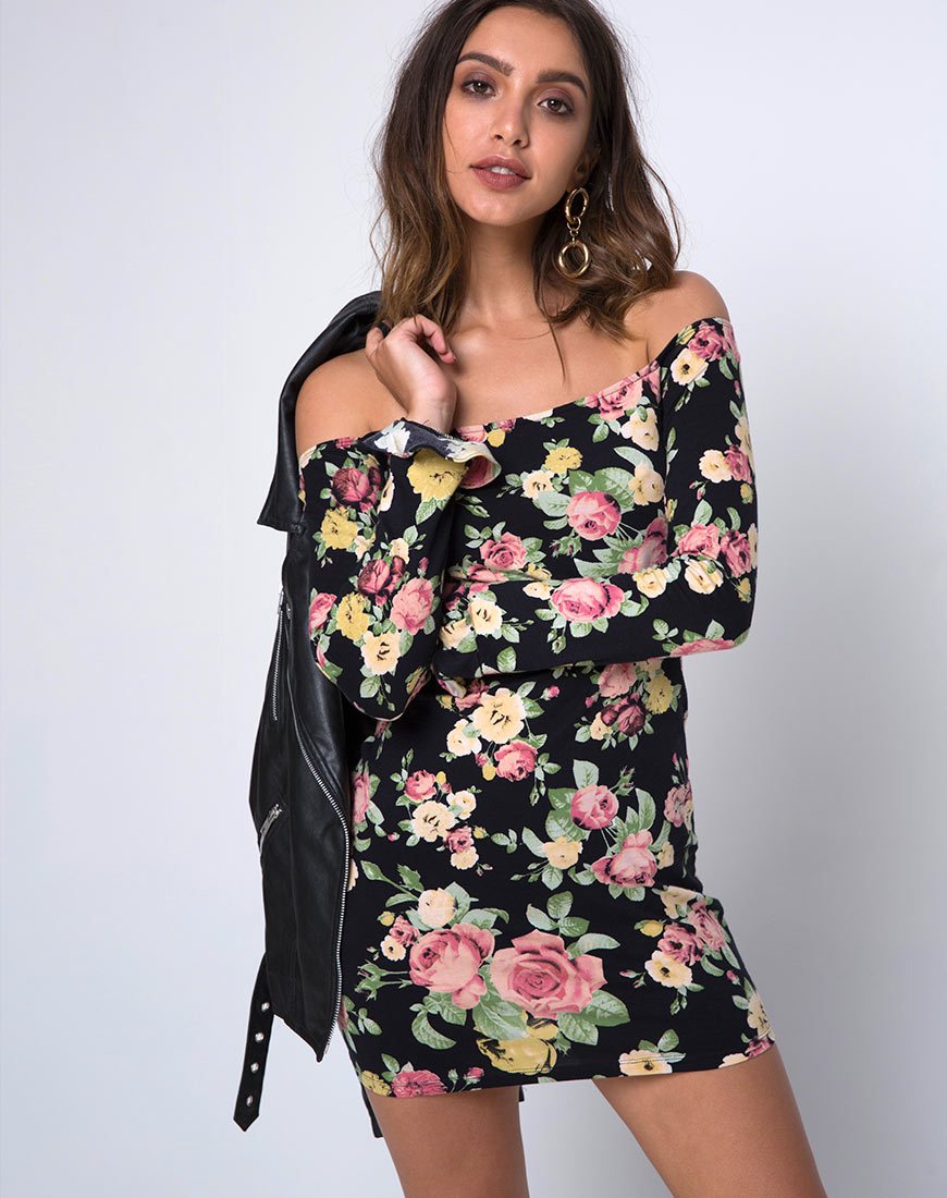 Jazier Off The Shoulder Kleid in Vintage Bloom