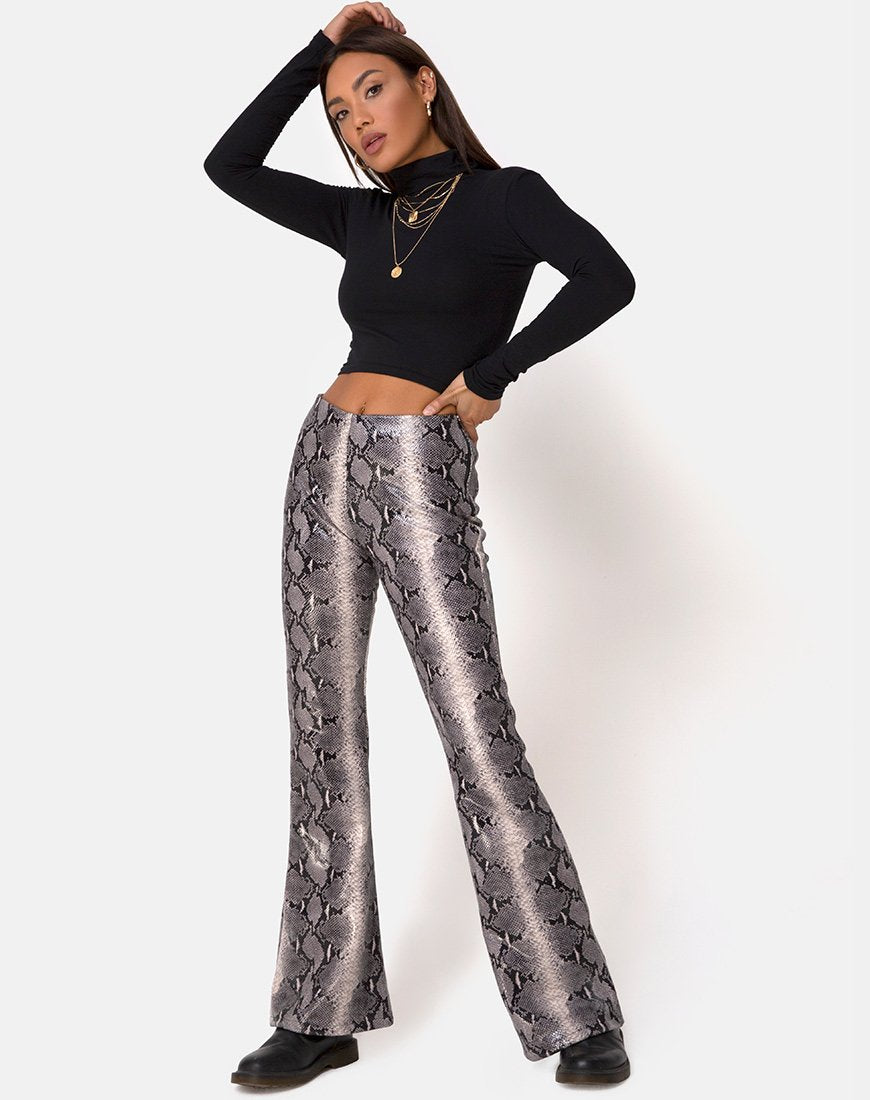 Jeden-Hose in PU Beige Schlange