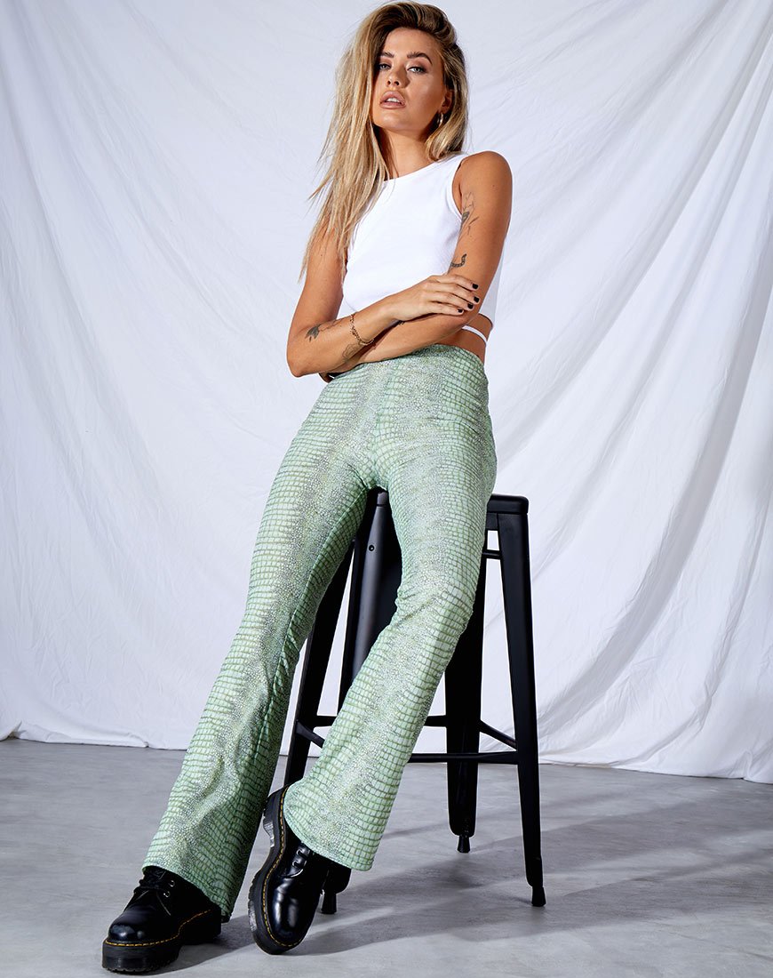 Devan Hose in Limette Croc