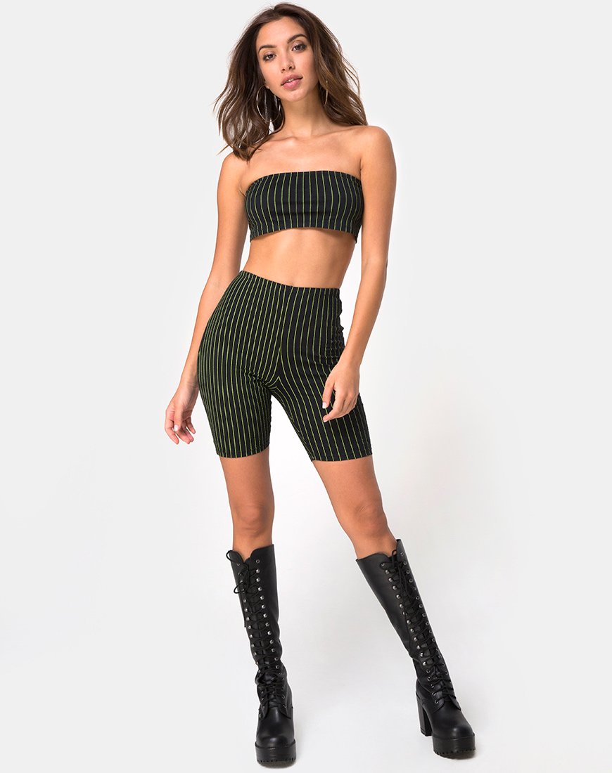Bild von Jeevan Bandeau-Top in Neon-Nadelstreifen