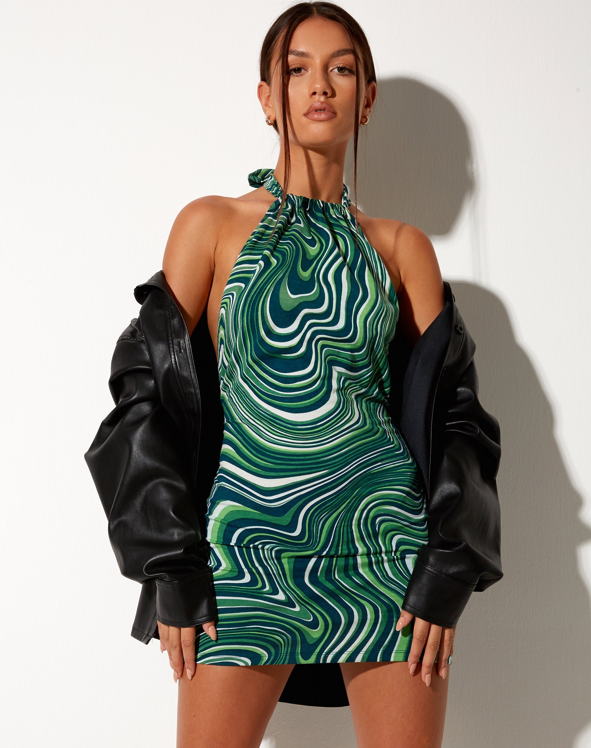 Bild von Jessica Bodycon Kleid in 70s Ripple Grün