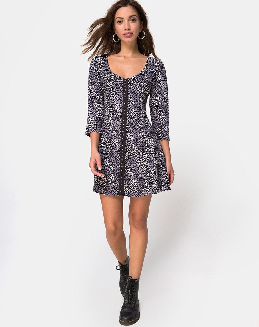 Image of Camisa Kleid in Grau Rar Leopard