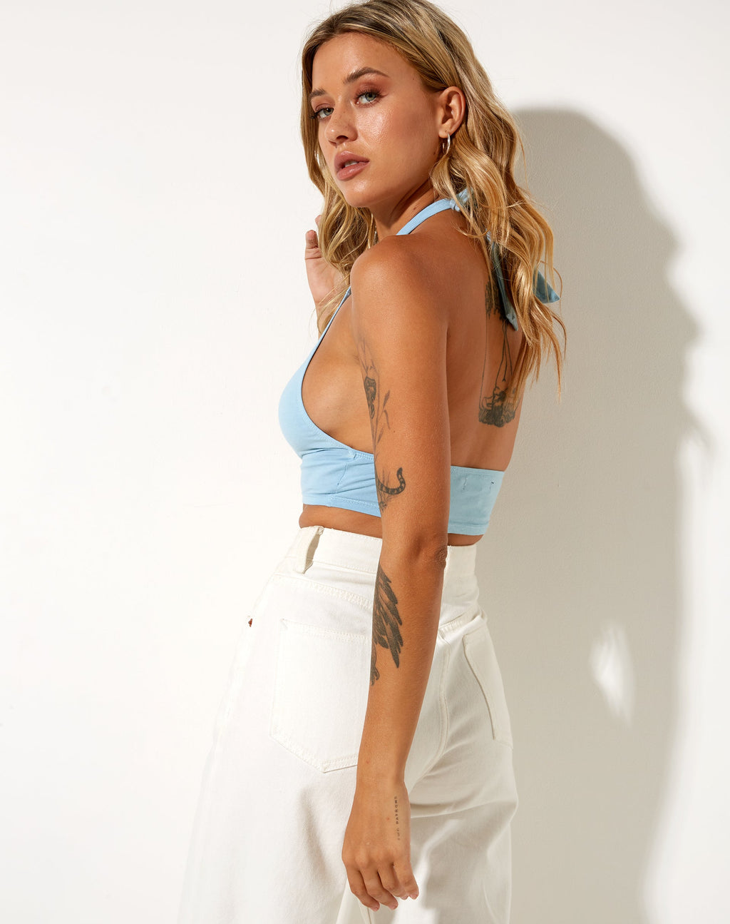 Jica Crop Top in Nantucket Blau