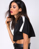 Image of Jiho Crop Top in Schwarz mit elfenbeinfarbenen Streifen