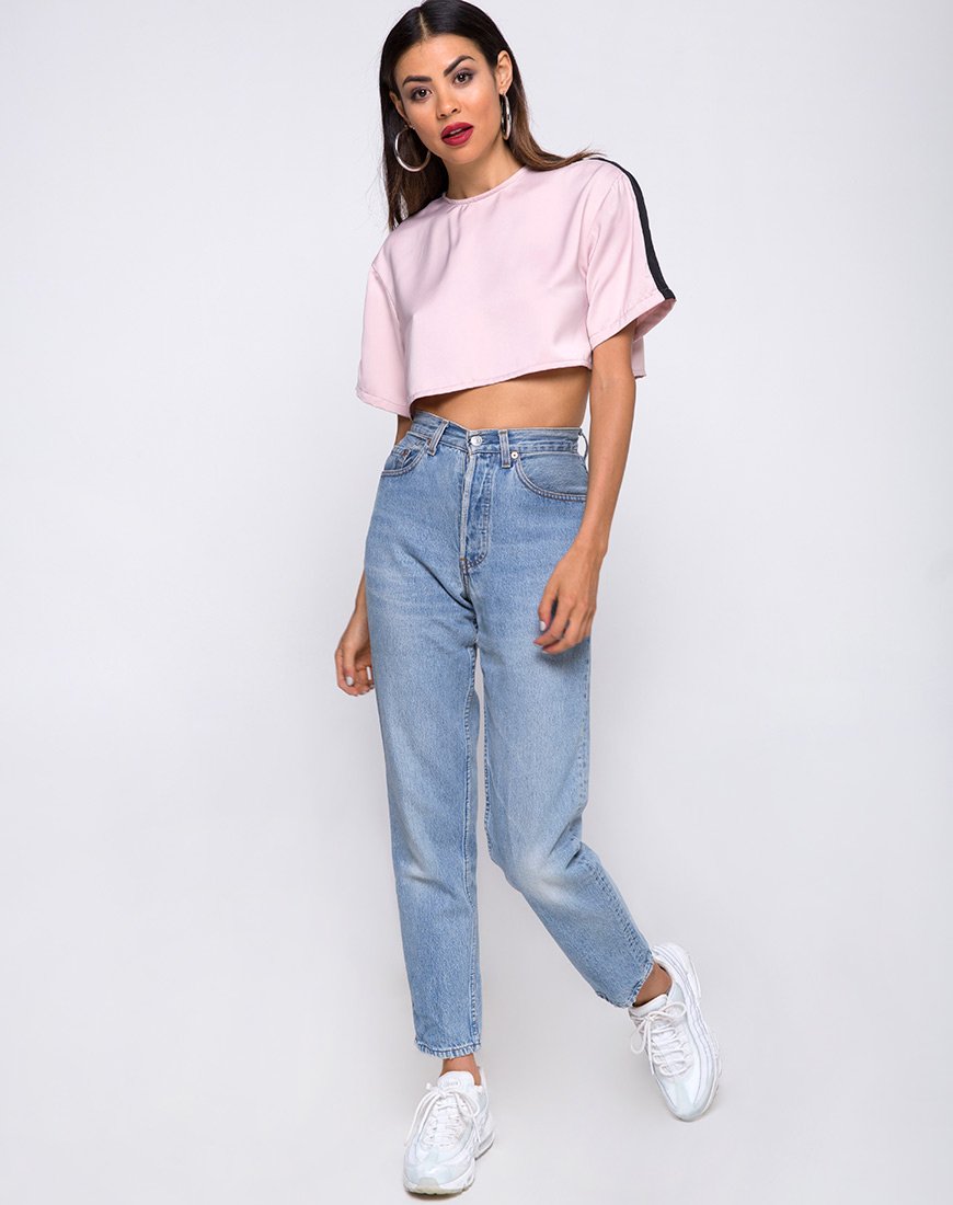 Bild von Jiho Crop Top in Blush mit schwarzen Streifen