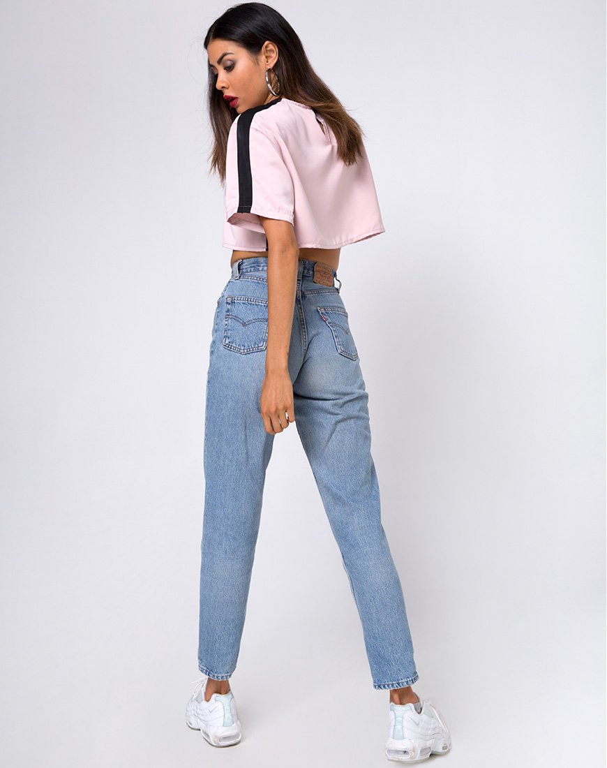 Bild von Jiho Crop Top in Blush mit schwarzen Streifen
