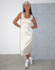 Image of Jinora Midikleid aus Satin Vintage Rosengirlande