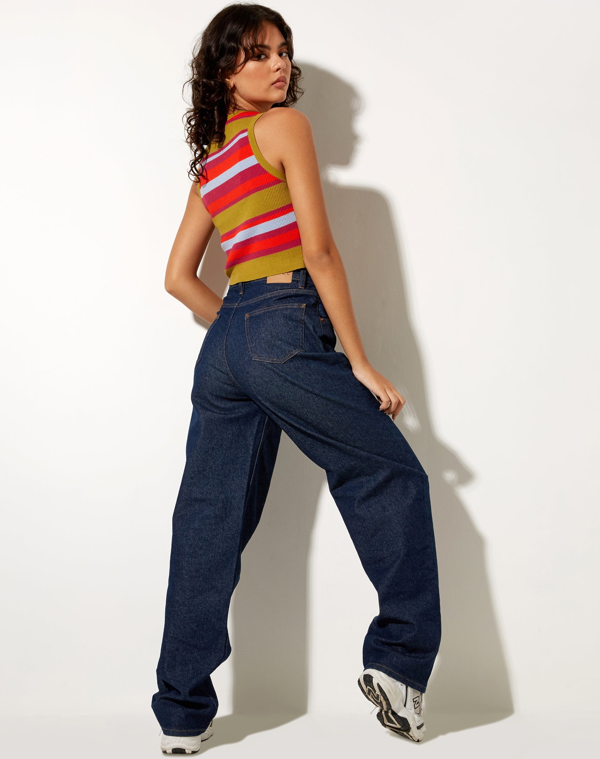 Bild von Jiony Vest Top in Stripe Palm Orange Lila und Blau