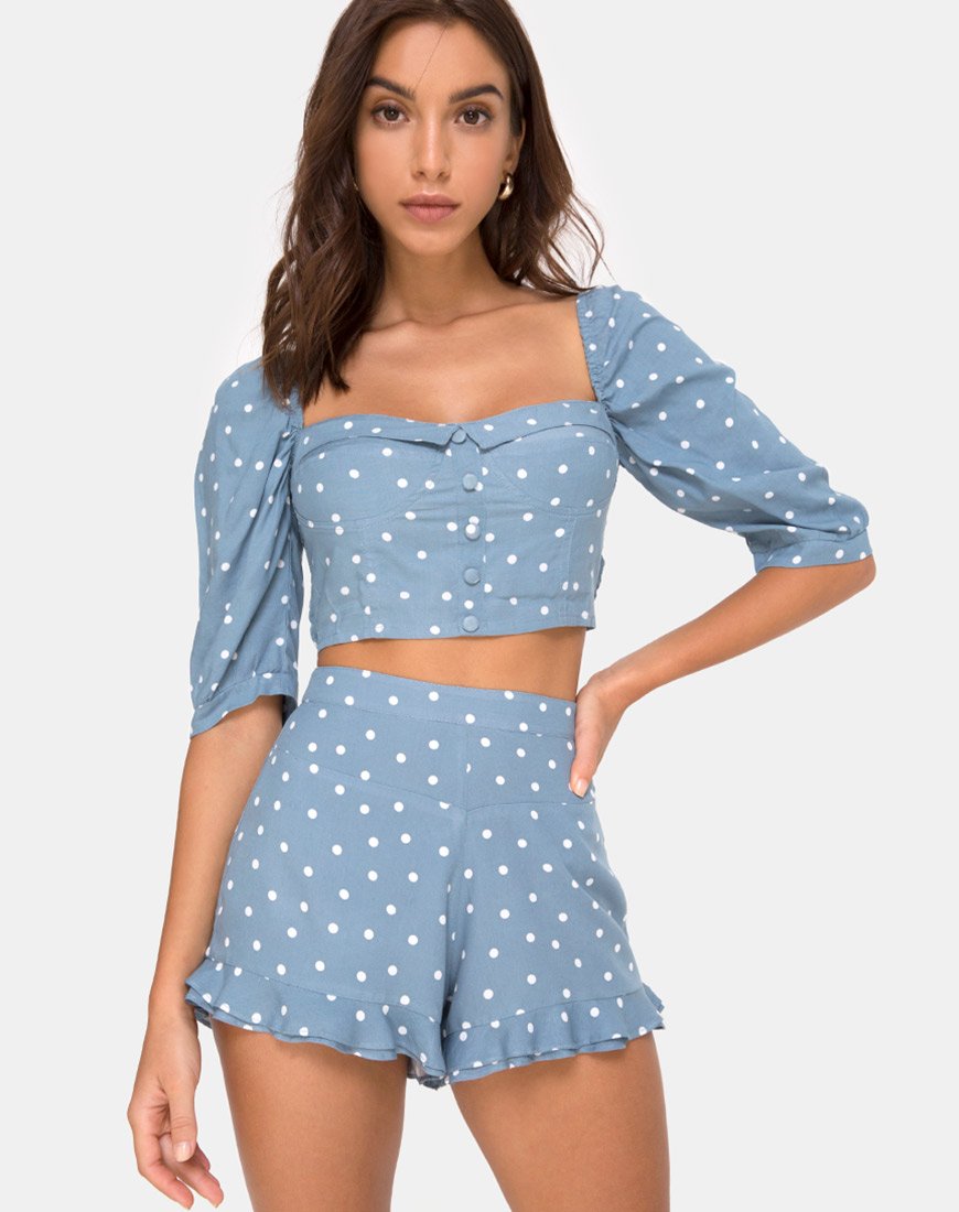 Bild von Jiro Short in Skater Polka Blau