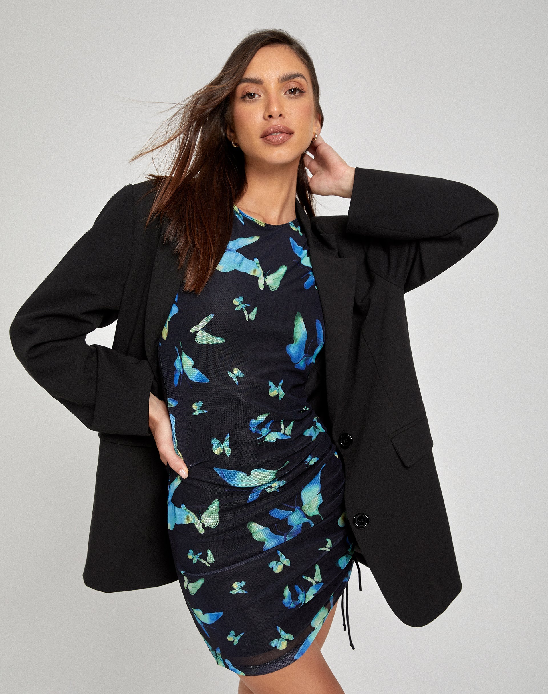 Bild von Joan T-Shirt Dress in Butterfly Watercolour Schwarz