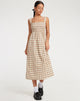 Bild von Jocasta Midikleid in Gelb und Braun Karo