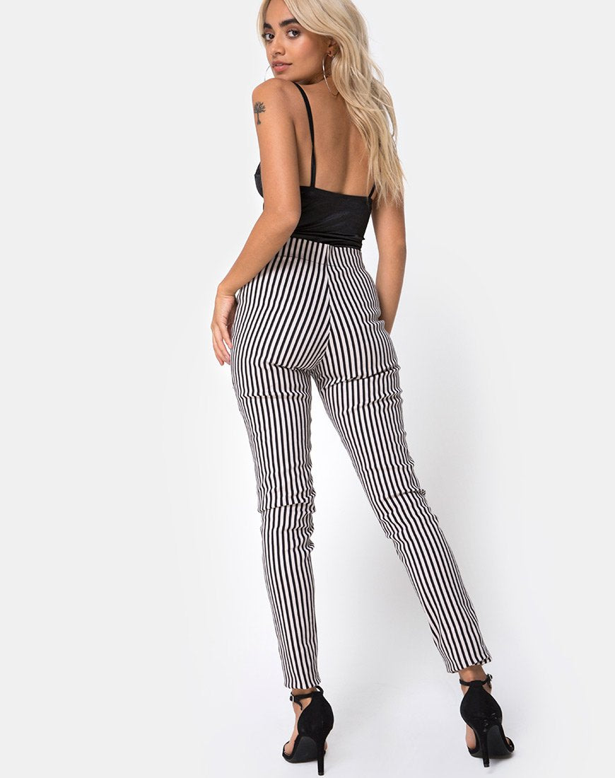 Jolim-Hose in Mini-Nadelstreifen Schwarz und Nackt