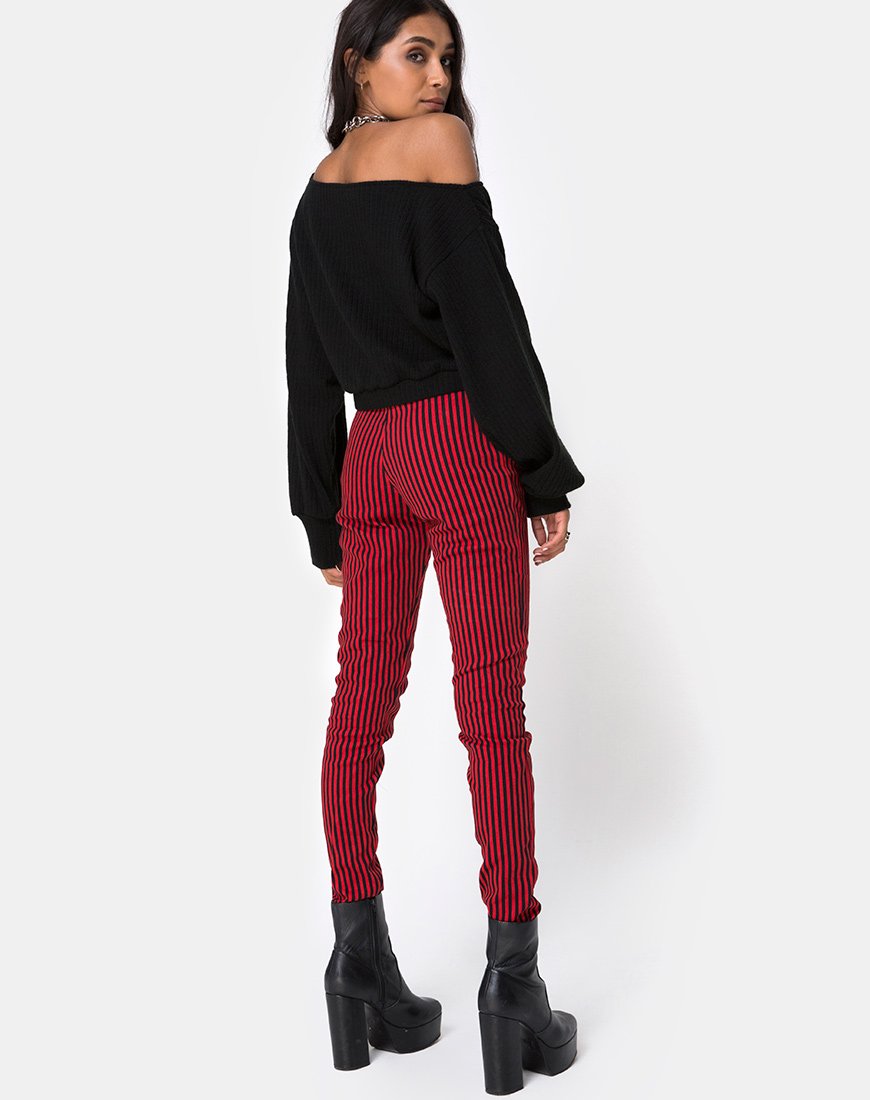 Jolim-Hose mit Ministreifen in Rot und Schwarz