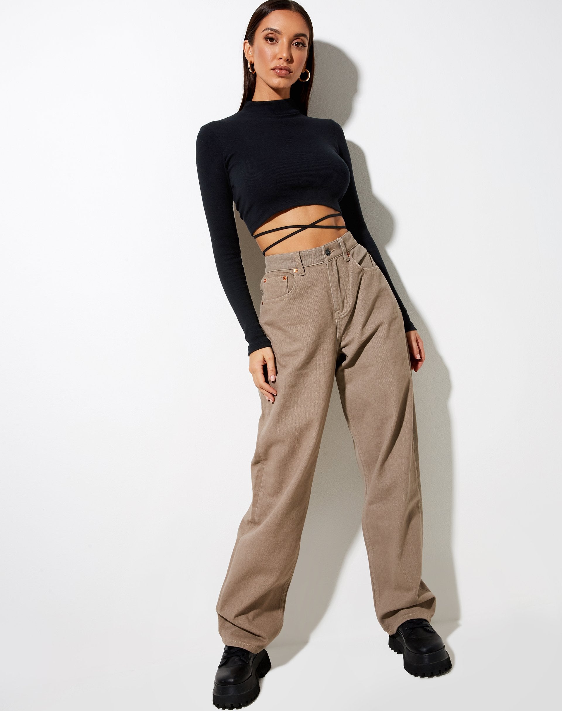 Bild von Jorja Crop Top in Rippe Schwarz