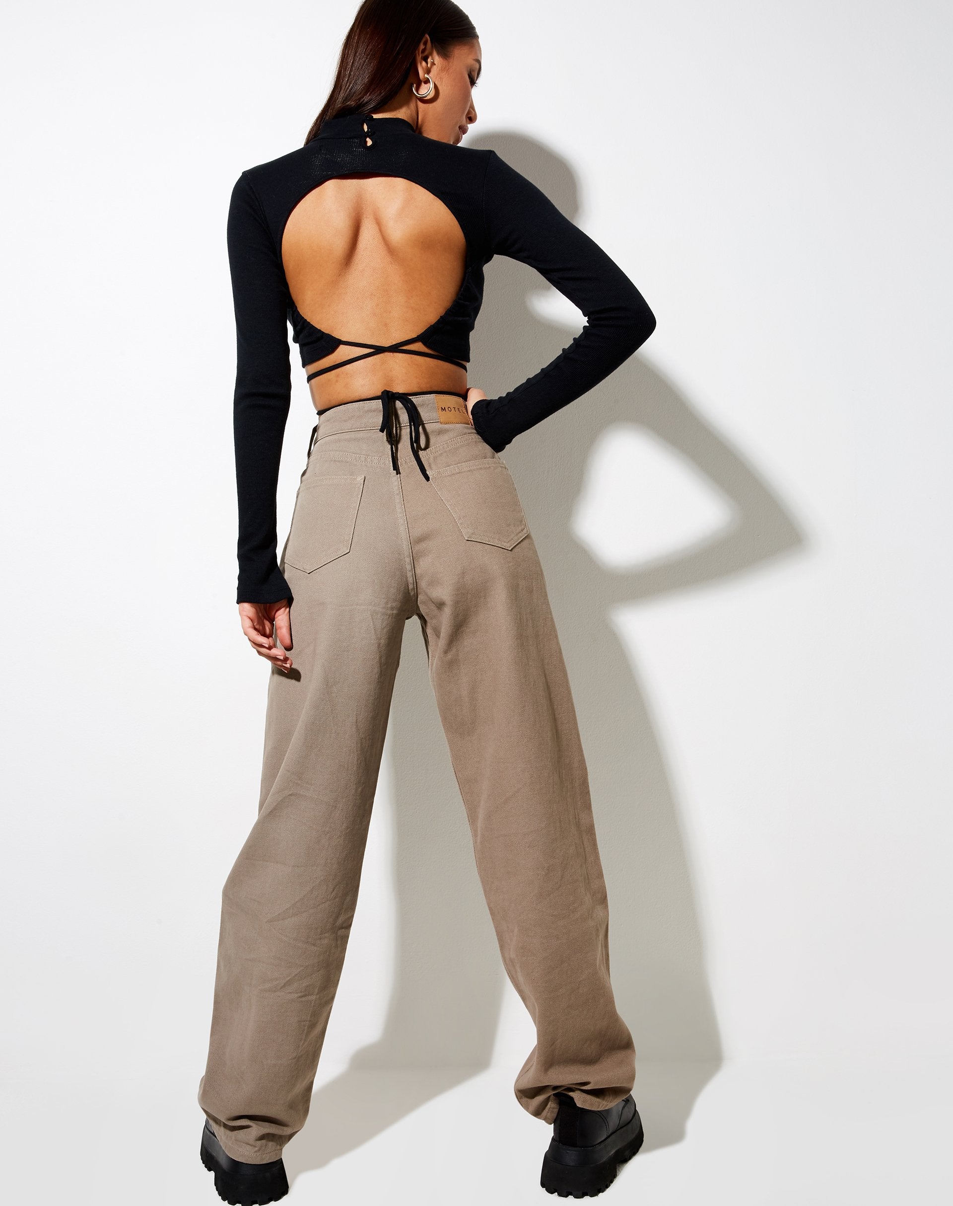 Bild von Jorja Crop Top in Rippe Schwarz