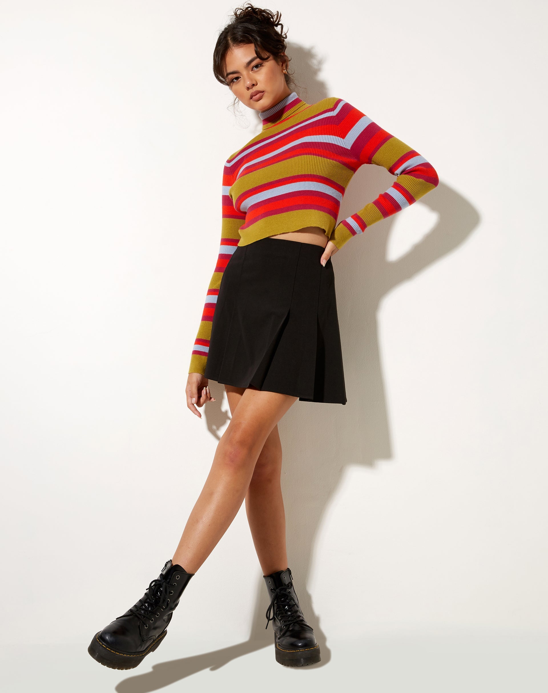 Image of Josea Top in Streifen Palme Orange Lila und Blau