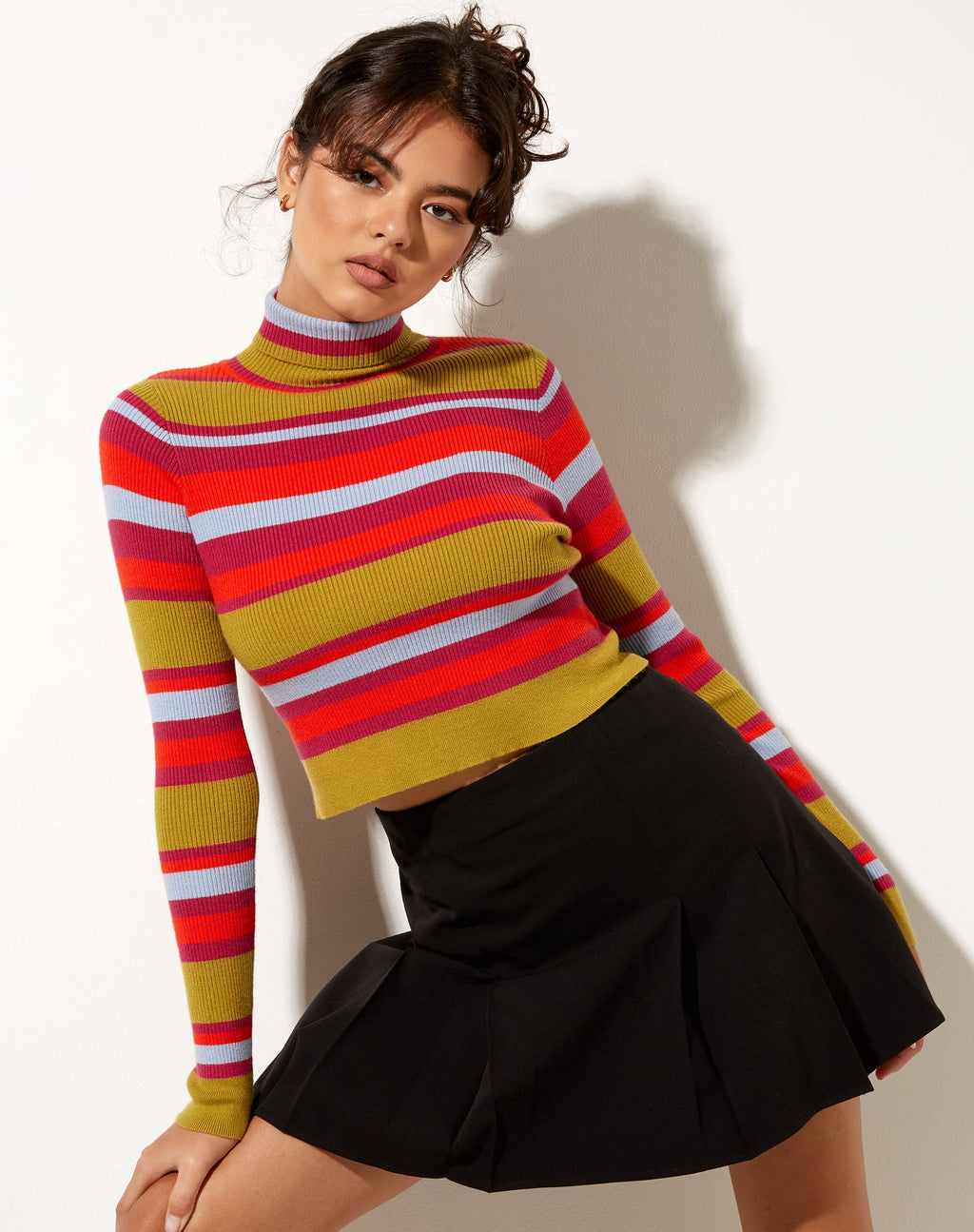 Josea Top in Streifenpalme Orange Lila und Blau