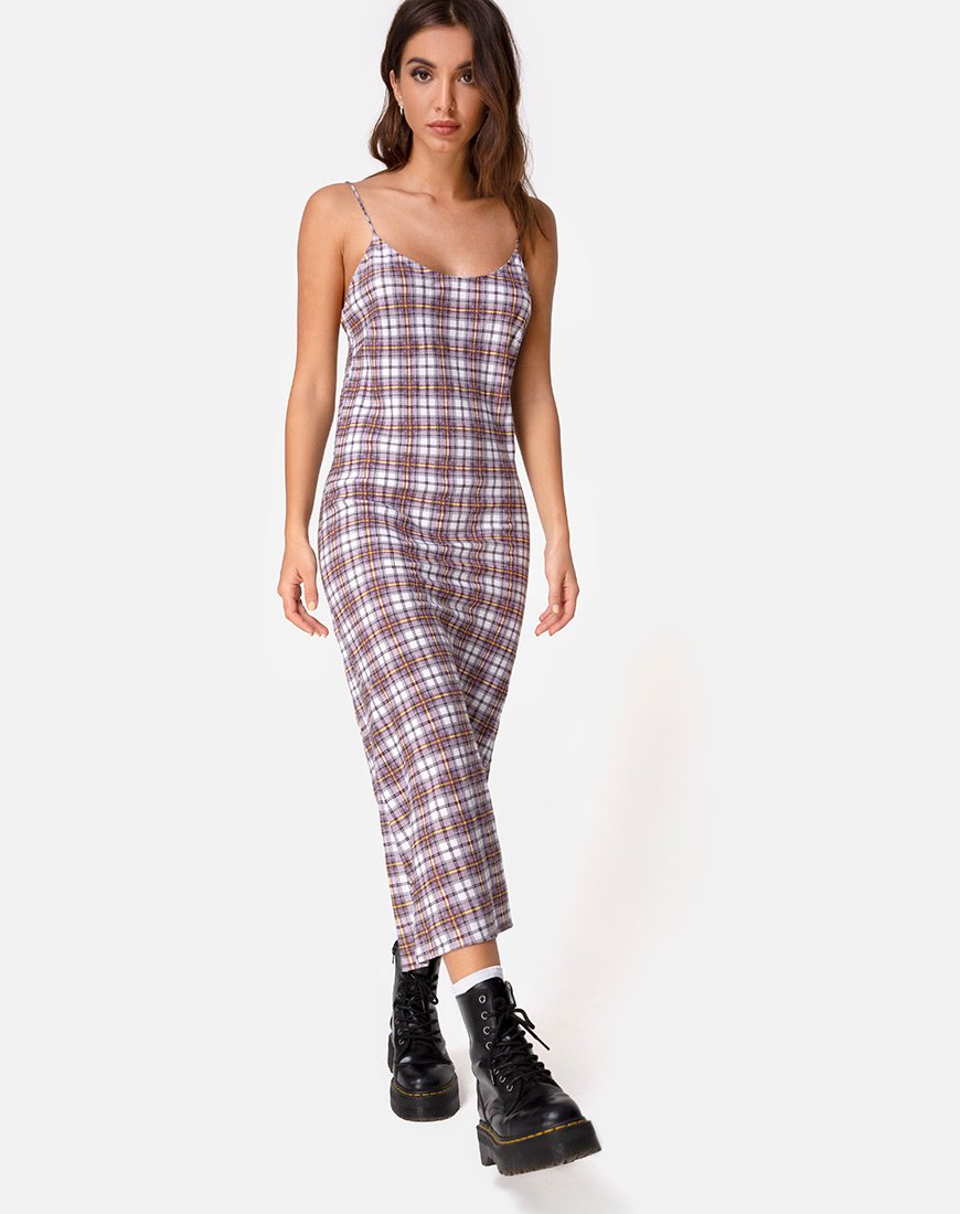 Image of Julia Maxikleid im Grunge-Karo Lila