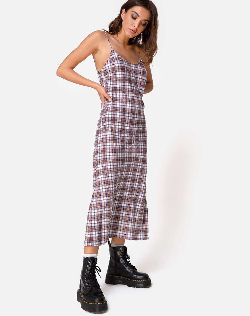 Image of Julia Maxikleid im Grunge-Karo Lila