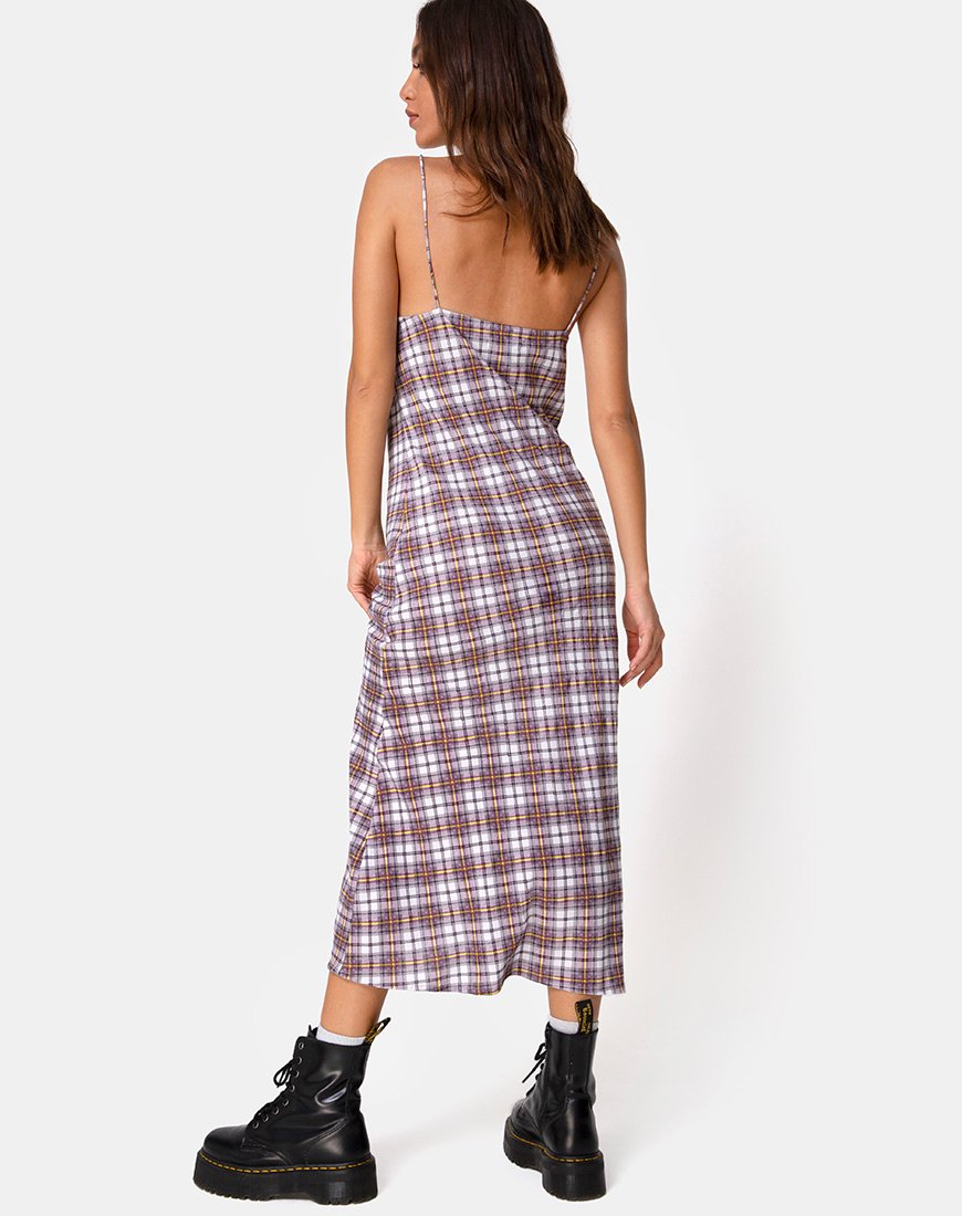 Image of Julia Maxikleid im Grunge-Karo Lila