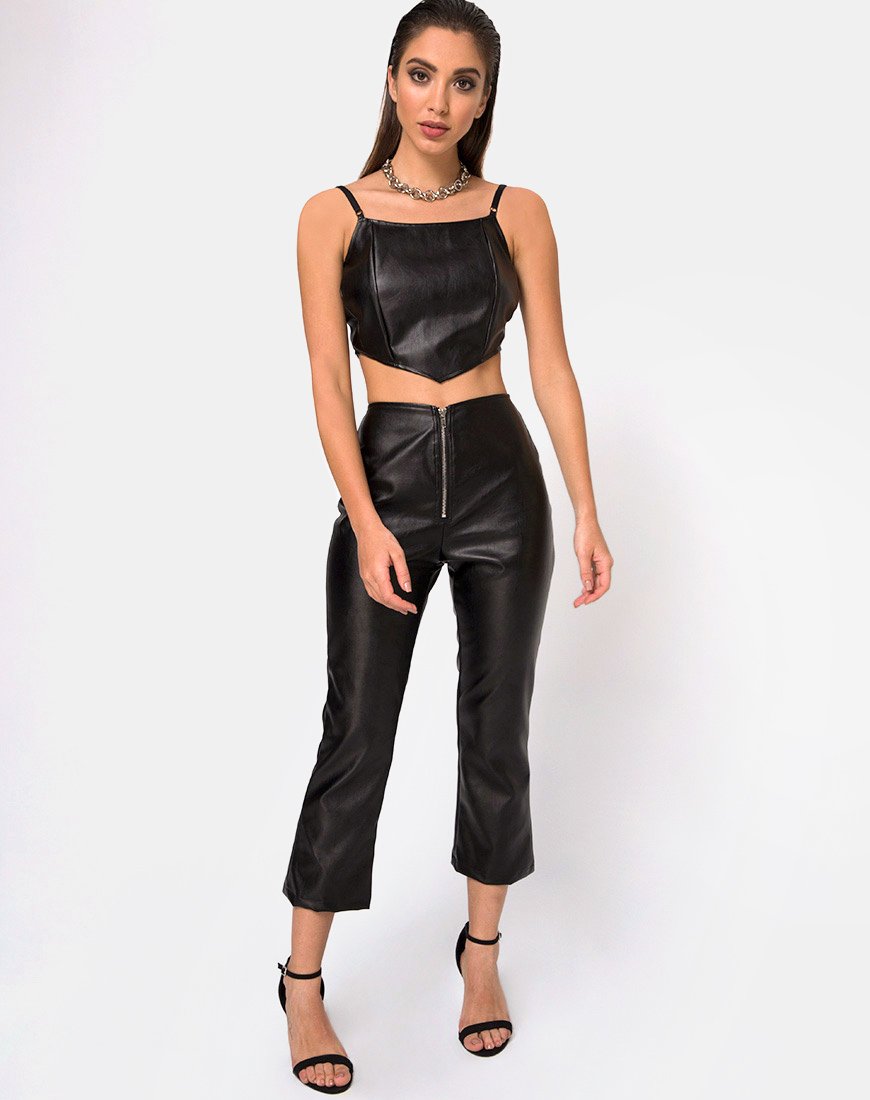 Image of Justine Top aus Veganem Leder Schwarz