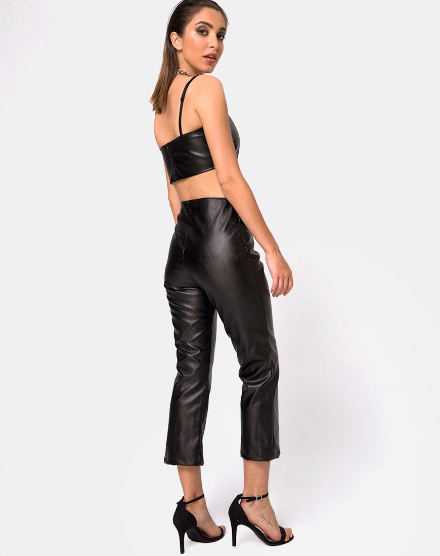 Image of Justine Top aus Veganem Leder Schwarz