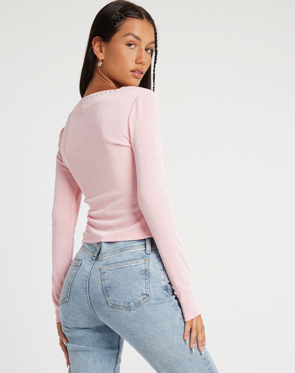 Kaigra Cardi in Babyrosa Silber mit Hotfix
