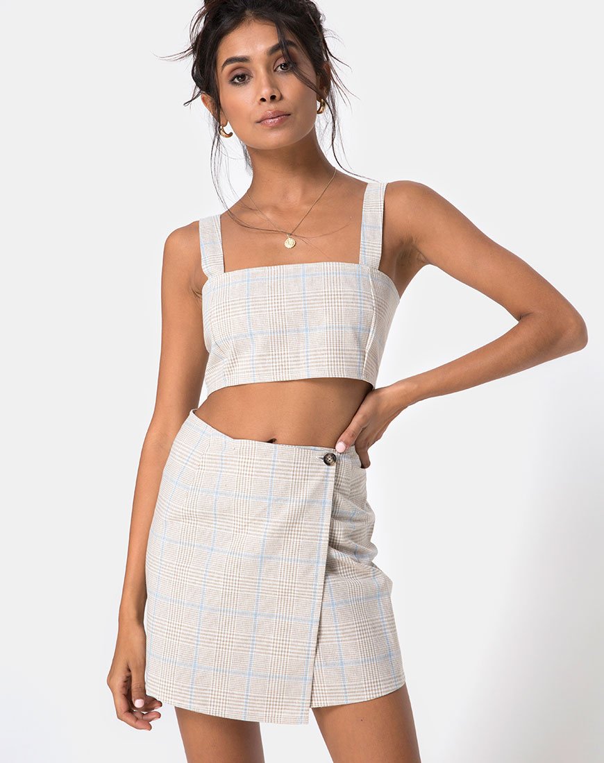 Bild von Kaira Crop Top in Tonal Plaid Almond