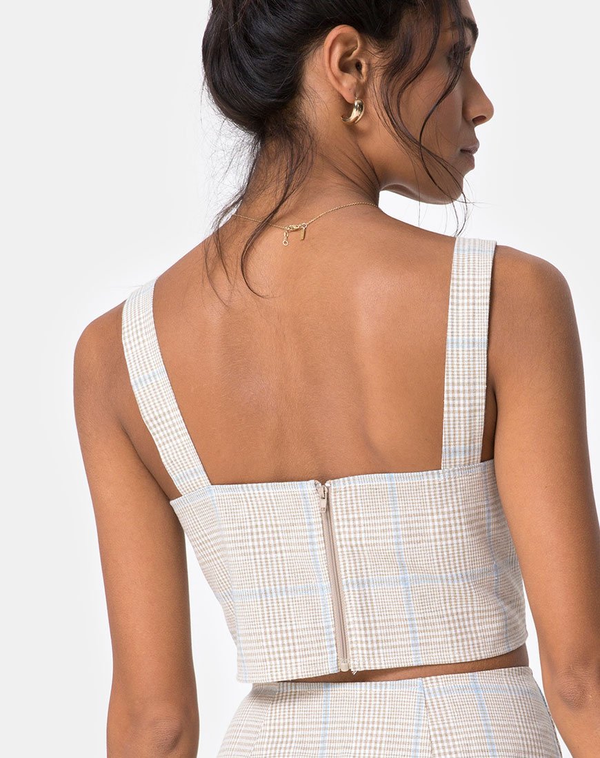 Bild von Kaira Crop Top in Tonal Plaid Almond